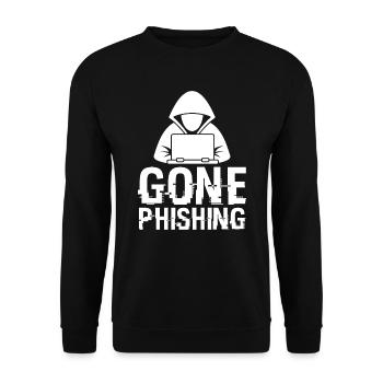 Anonymer Hacker Gone Phishing - White-Hat Hackers - Unisex Pullover - Schwarz - Vorne - Alina (178cm) & Michal (187cm)