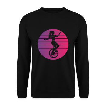 Einrad Einrad Einrad Balancing Monocycle Unicycler - Sweat-shirt Unisexe - noir - Devant - Alina (178cm) & Michal (187cm)