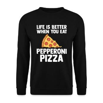 Life is better with pepperoni pizza loved - Unisex Sweatshirt - black - Front - Alina (178cm) & Michal (187cm)