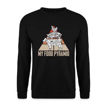 Meat labeled food pyramid - Unisex Sweatshirt - black - Front - Alina (178cm) & Michal (187cm)