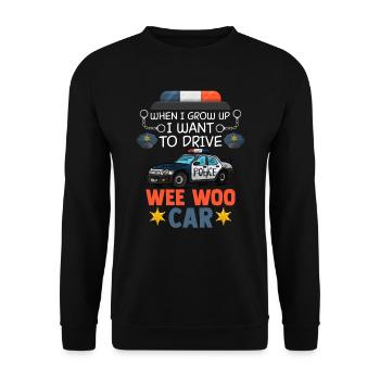 La voiture Wee Woo roule pour un avenir - Sweat-shirt Unisexe - noir - Devant - Alina (178cm) & Michal (187cm)