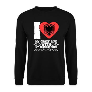 Ich liebe meine verrückte Frau für einen lustigen - Unisex Pullover - Schwarz - Vorne - Alina (178cm) & Michal (187cm)