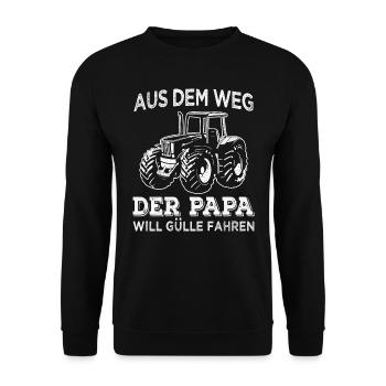 Papa will Gülle fahren Landwirt Traktor - Unisex Pullover - Schwarz - Vorne - Alina (178cm) & Michal (187cm)