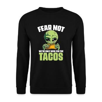 Fear Not Funny Alien Alien WordPlay - Unisex Sweatshirt - black - Front - Alina (178cm) & Michal (187cm)