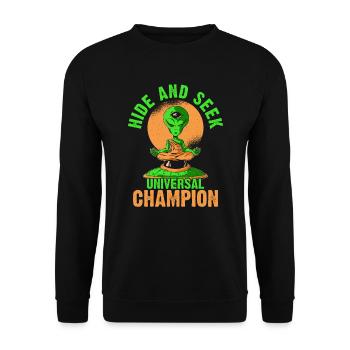 Cacher et rechercher Champ Funny - Sweat-shirt Unisexe - noir - Devant - Alina (178cm) & Michal (187cm)