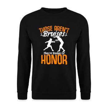 Badges Of Honor Fun fencing sport for a - Unisex Sweatshirt - black - Front - Alina (178cm) & Michal (187cm)