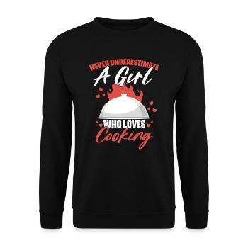 Never underestimate a girl who is funny - Unisex Sweatshirt - black - Front - Alina (178cm) & Michal (187cm)