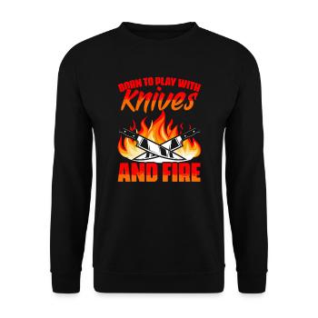 Je suis né pour travailler avec des couteaux et du feu - Sweat-shirt Unisexe - noir - Devant - Alina (178cm) & Michal (187cm)