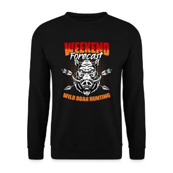 Wochenendvorhersage Lustige Wildschweinjagd Für - Unisex Pullover - Schwarz - Vorne - Alina (178cm) & Michal (187cm)