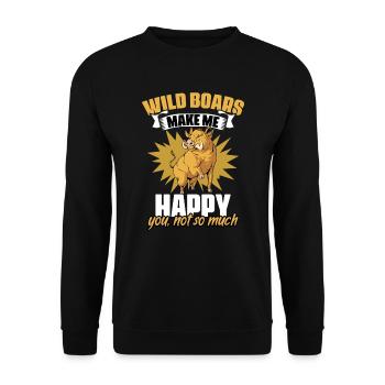 Drôle d’humour de chasse au sanglier pour grogner - Sweat-shirt Unisexe - noir - Devant - Alina (178cm) & Michal (187cm)