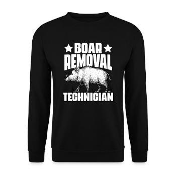 Funny wild boar hunting humor for a - Unisex Sweatshirt - black - Front - Alina (178cm) & Michal (187cm)