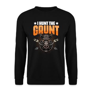 Funny Grunt Hunting Humor for Grunting Pigs - Unisex Sweatshirt - black - Front - Alina (178cm) & Michal (187cm)