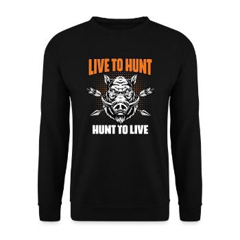 Funny wild boar hunting humor for a - Unisex Sweatshirt - black - Front - Alina (178cm) & Michal (187cm)
