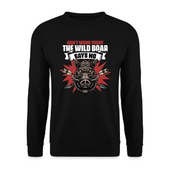 Can't Work Today Funny wild boar on the hunt - Unisex Sweatshirt - black - Front - Alina (178cm) & Michal (187cm)
