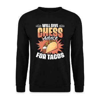 Chess Lesson Funny Board Game Enthusiast - Unisex Sweatshirt - black - Front - Alina (178cm) & Michal (187cm)