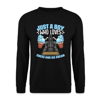 Just a boy who played a fun chess game for - Unisex Sweatshirt - black - Front - Alina (178cm) & Michal (187cm)