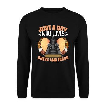 Just a boy who played funny chessboard games for - Unisex Sweatshirt - black - Front - Alina (178cm) & Michal (187cm)