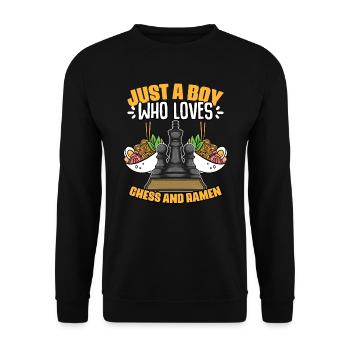 Just a boy who played funny chessboard games for - Unisex Sweatshirt - black - Front - Alina (178cm) & Michal (187cm)
