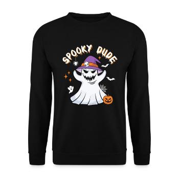 Spooky Dude Kumpel Geist Spuk Halloween - Unisex Pullover - Schwarz - Vorne - Alina (178cm) & Michal (187cm)