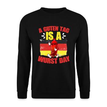 Good day Funny German sausage humor for - Unisex Sweatshirt - black - Front - Alina (178cm) & Michal (187cm)