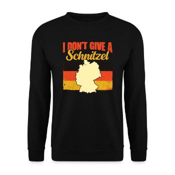 I Don't Give A Schnitzel Lustig Deutsch Deutsch - Unisex Pullover - Schwarz - Vorne - Alina (178cm) & Michal (187cm)