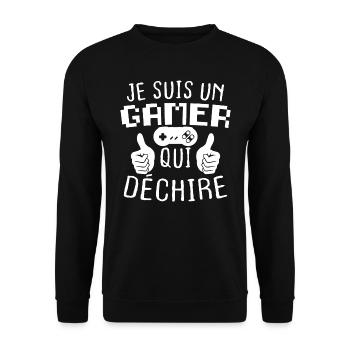 Je suis un gamer qui déchire, Humour geek - Sweat-shirt Unisexe - noir - Devant - Alina (178cm) & Michal (187cm)