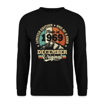 Cadeau D'anniversaire Décembre 1969 Vintage Rétro - Sweat-shirt Unisexe - noir - Devant - Alina (178cm) & Michal (187cm)