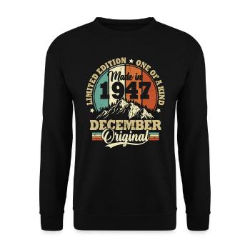Cadeau D'anniversaire Décembre 1947 Vintage Rétro - Sweat-shirt Unisexe - noir - Devant - Alina (178cm) & Michal (187cm)
