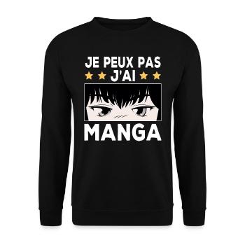 Je peux pas j'ai Manga - Sweat-shirt Unisexe - noir - Devant - Alina (178cm) & Michal (187cm)