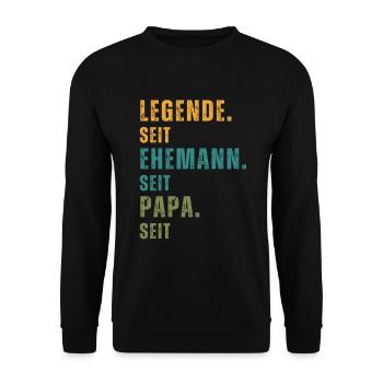 Legende Ehemann Papa Personalisiertes Jahr - Unisex Pullover - Schwarz - Vorne - Alina (178cm) & Michal (187cm)
