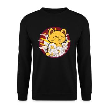 Japanese Kawaii Cat Vintage, Cool Japanese Cats - Unisex Sweatshirt - black - Front - Alina (178cm) & Michal (187cm)