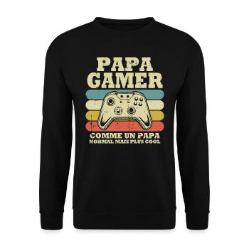 Papa gamer comme un papa normal - Sweat-shirt Unisexe - noir - Devant - Alina (178cm) & Michal (187cm)