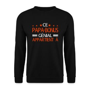 Ce Papa Bonus Appartient à Personnalisé Cadeau - Sweat-shirt Unisexe - noir - Devant - Alina (178cm) & Michal (187cm)