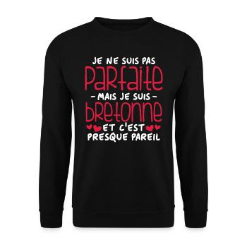 Je ne suis pas parfaite mais je suis bretonne - Sweat-shirt Unisexe - noir - Devant - Alina (178cm) & Michal (187cm)