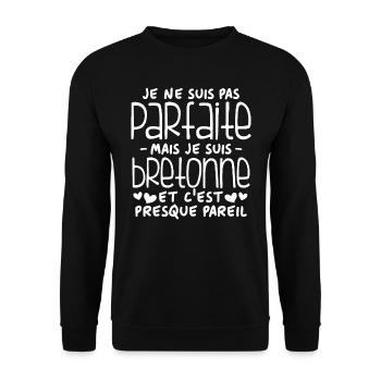Je ne suis pas parfaite mais je suis bretonne - Sweat-shirt Unisexe - noir - Devant - Alina (178cm) & Michal (187cm)