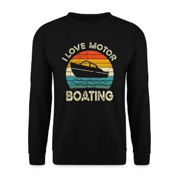 J’adore le bateau à moteur drôle de plaisancier rétro vintage - Sweat-shirt Unisexe - noir - Devant - Alina (178cm) & Michal (187cm)