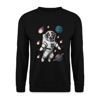 Abenteuer Weltraum Hund - Unisex Pullover - Schwarz - Vorne - Alina (178cm) & Michal (187cm)