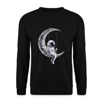 Mondschaukel Astronaut Abenteuer - Unisex Pullover - Schwarz - Vorne - Alina (178cm) & Michal (187cm)