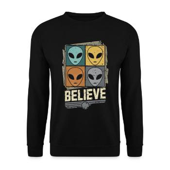 Croyez aux extraterrestres et à l’espace - Sweat-shirt Unisexe - noir - Devant - Alina (178cm) & Michal (187cm)