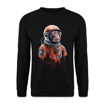 Space Adventure with an Astronaut Monkey - Unisex Sweatshirt - black - Front - Alina (178cm) & Michal (187cm)