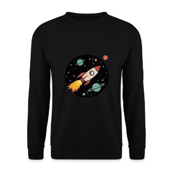 Entdecke Das Unendliche Weltraumabenteuer - Unisex Pullover - Schwarz - Vorne - Alina (178cm) & Michal (187cm)