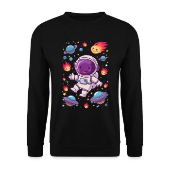 Aventure spatiale avec un astronaute drôle - Sweat-shirt Unisexe - noir - Devant - Alina (178cm) & Michal (187cm)