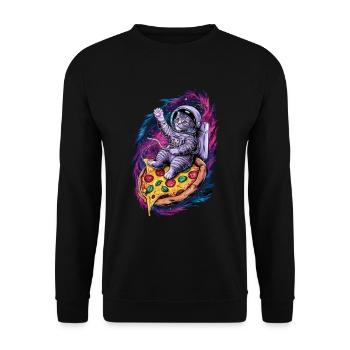 Space Cat on Pizza Galactic Journey - Unisex Sweatshirt - black - Front - Alina (178cm) & Michal (187cm)