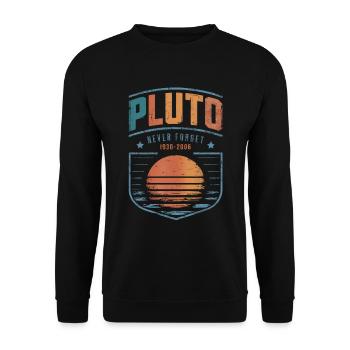 Pluto Never Forget 1930-2006 Weltraum Motiv - Unisex Pullover - Schwarz - Vorne - Alina (178cm) & Michal (187cm)