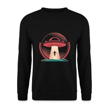 UFO Entführung in Mitternachtsszene - Unisex Pullover - Schwarz - Vorne - Alina (178cm) & Michal (187cm)