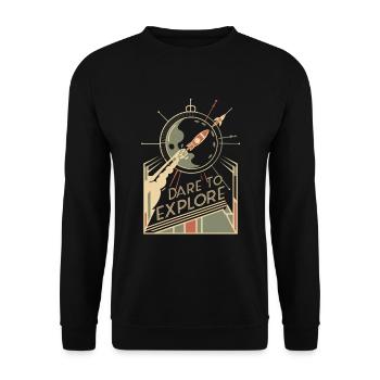 Wage Dich Ins Unbekannte Zu Erforschen - Unisex Pullover - Schwarz - Vorne - Alina (178cm) & Michal (187cm)