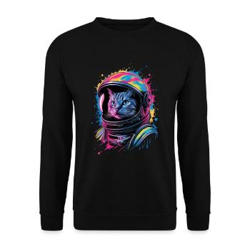 Space cat with colorful helmet - Unisex Sweatshirt - black - Front - Alina (178cm) & Michal (187cm)