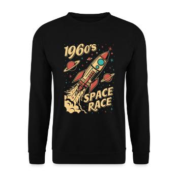 1960s Space Race Rocket - Unisex Sweatshirt - black - Front - Alina (178cm) & Michal (187cm)