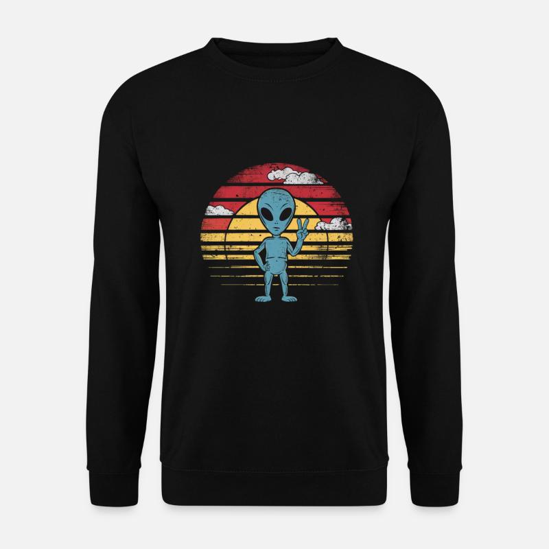 Alien Peace Greeting Retro Sunset - Unisex Sweatshirt - black