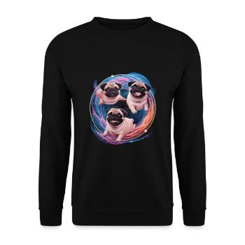 Aventure du carlin de l’espace - Galactic Friends - Sweat-shirt Unisexe - noir - Devant - Alina (178cm) & Michal (187cm)